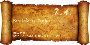 Komlós Andor névjegykártya