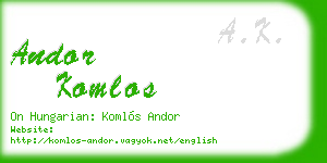 andor komlos business card