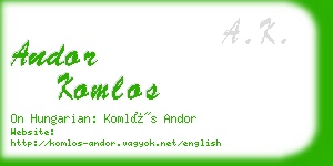 andor komlos business card